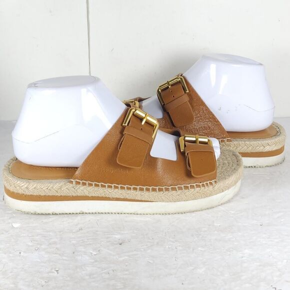 See by Chloe Women's Glyn 38 US7,5 Brown Leather Espadrille Mules Slide Sandals - Picture 8 of 16